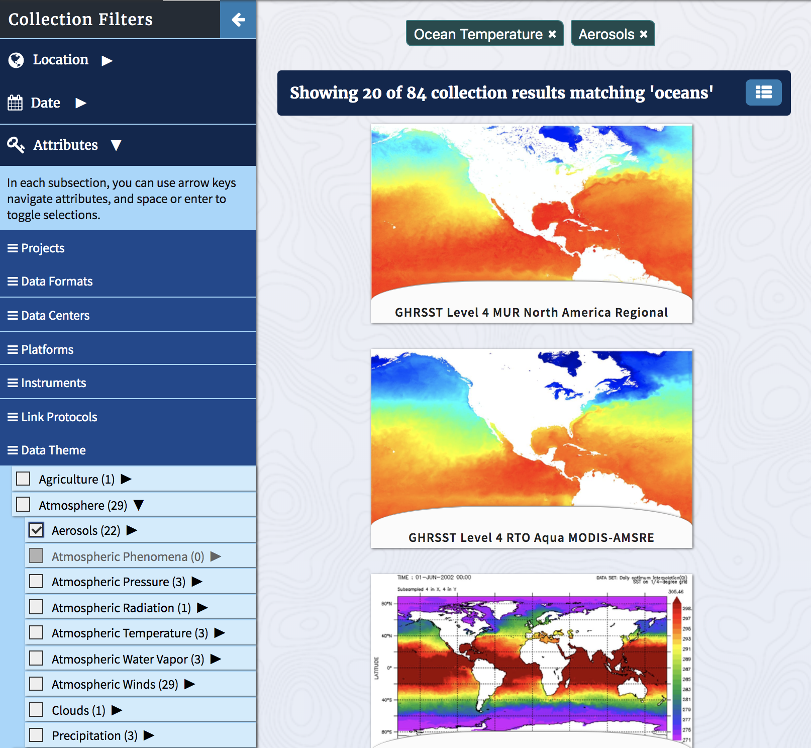 Showing 84 results with both "Ocean Temperature" and "Aerosols" selected