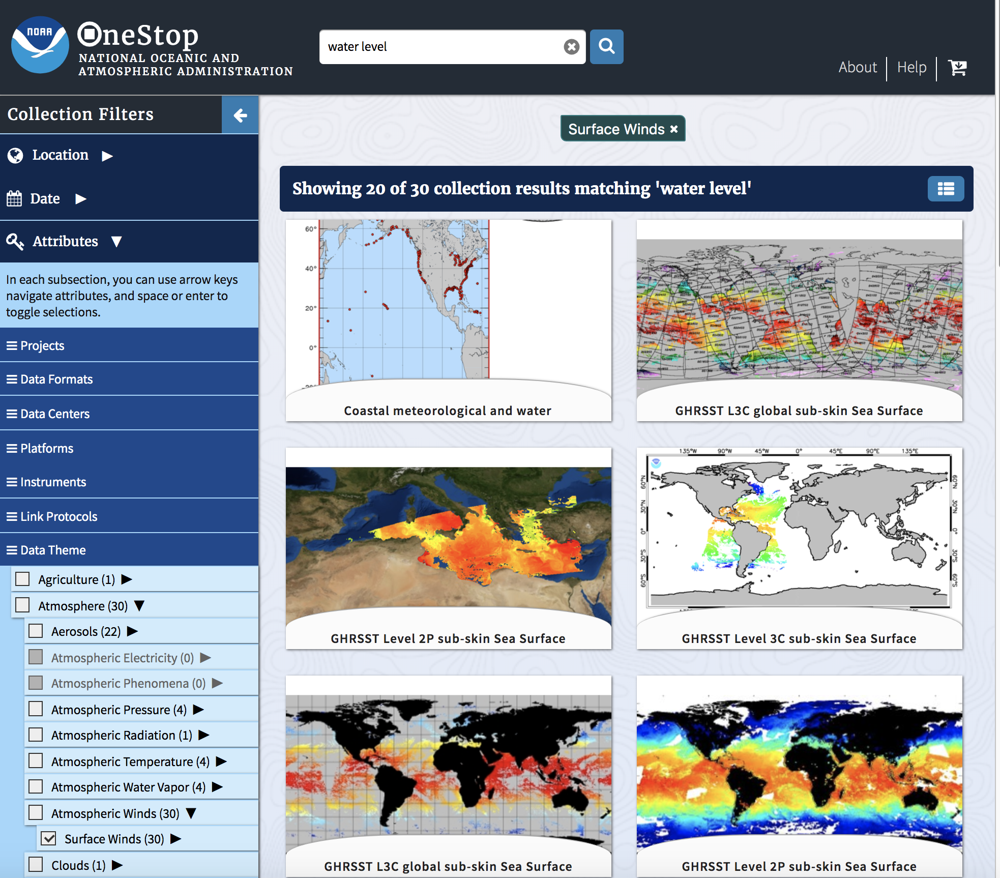 Collection results page with applied Data Theme keyword filter